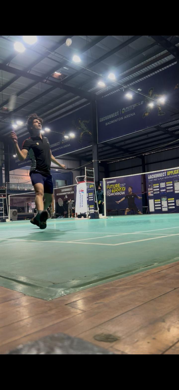 Player sprinting during a rally on court